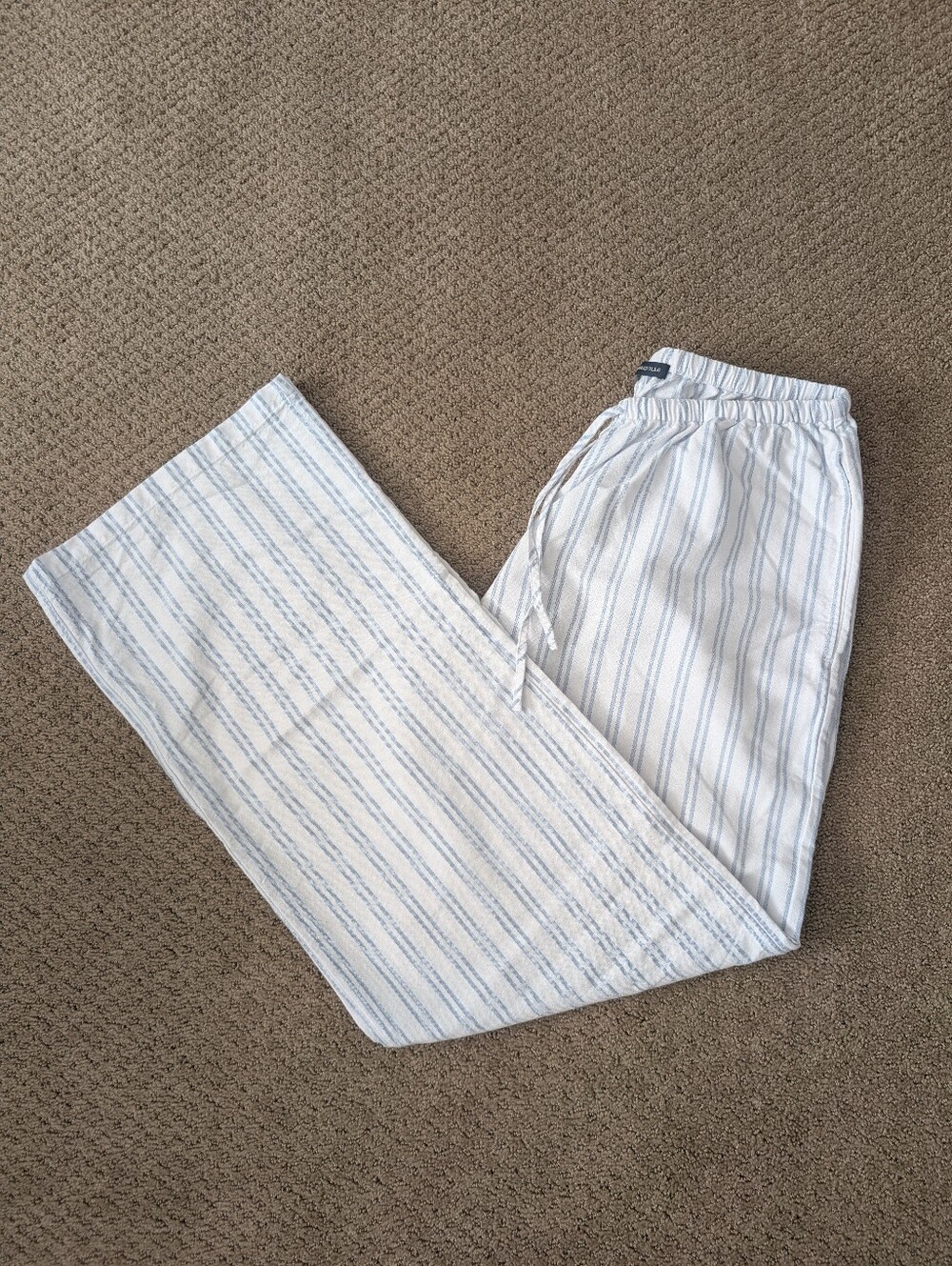 Women's White & Light Blue Striped Lounge Pants, Brandy Melville